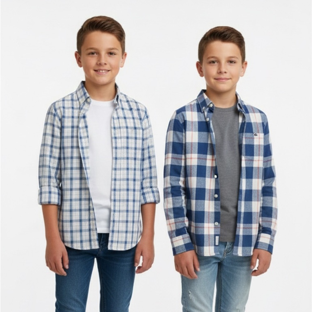 Hollister and Chaps. Set of 2 checkered shirts, for children.